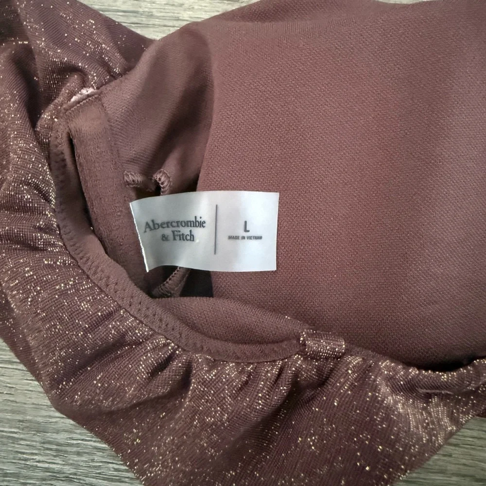 Abercrombie & Fitch Shimmer One-Shoulder Ruffle Bralette Swim Top -‎ Size L NWOT